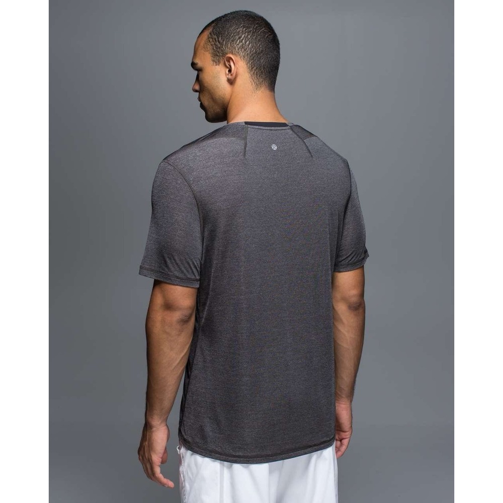 Lululemon Up Front Short Sleeve V-neck Heathered Black‎ L